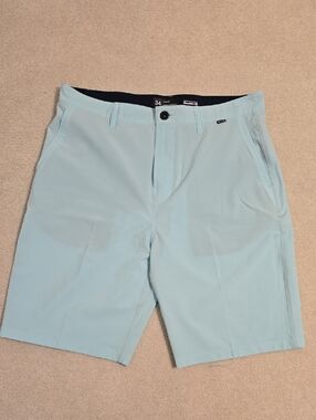 Hurley Light Blue Flat Front Men's Hybrid Boardshorts Size 34